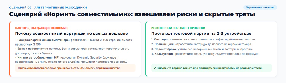 Парк принтеров и МФУ HP: как посчитать цену владения в 2026 году и выбрать между ремонтом, совместимыми расходниками и заменой Парк принтеров и МФУ HP: как посчитать цену владения в 2026 году и выбрать между ремонтом, совместимыми расходниками и заменой