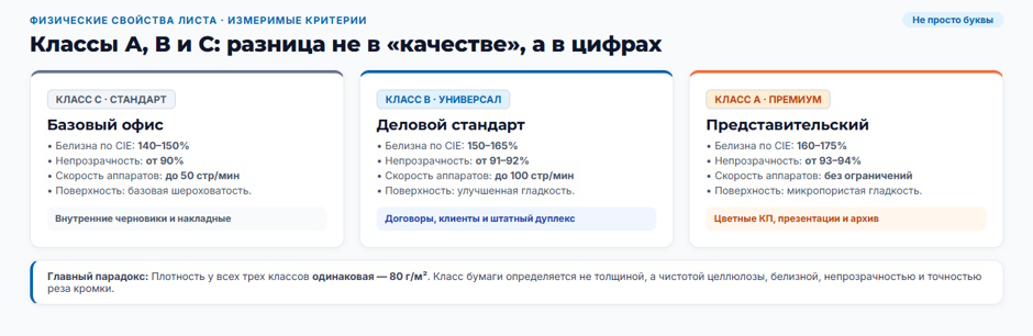 Бумага класса А, В и С: в чём разница на самом деле и за что вы переплачиваете