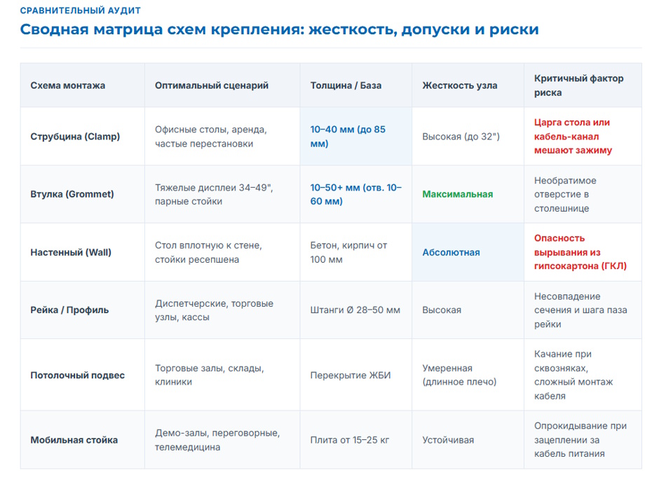 Кронштейн для монитора: виды крепления и топ кронштейнов 2026 года