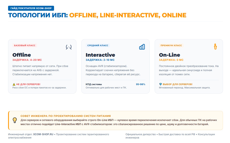 ИБП для серверной: как рассчитать мощность и выбрать топологию On-Line против Line-Interactive ИБП для серверной: как рассчитать мощность и выбрать топологию On-Line против Line-Interactive