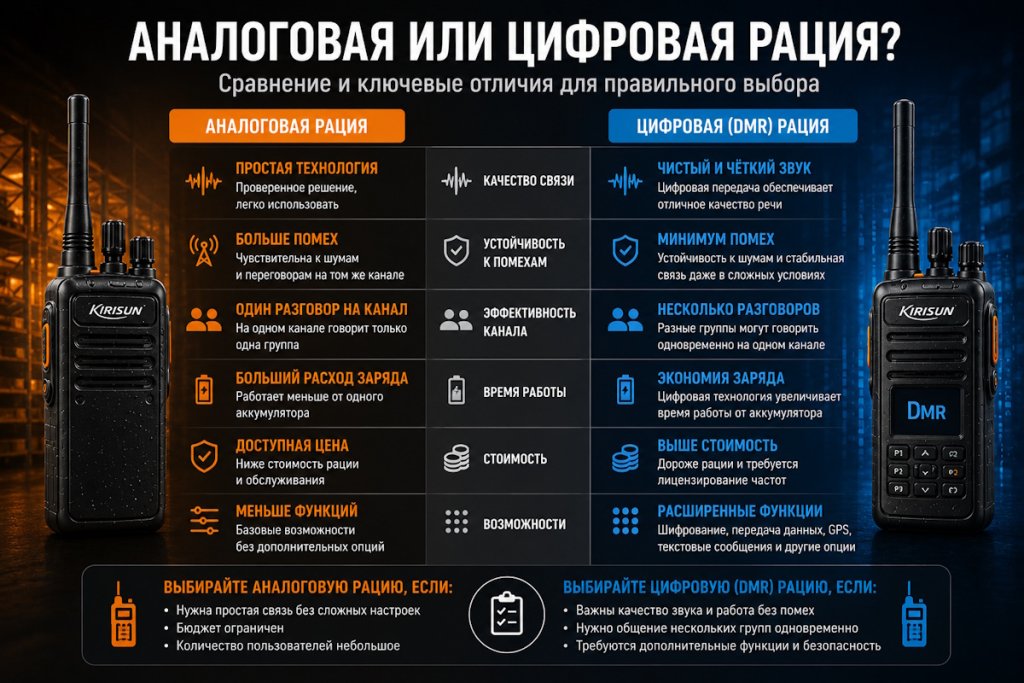 Цифровая или аналоговая рация: в чём разница и что выбрать для бизнеса