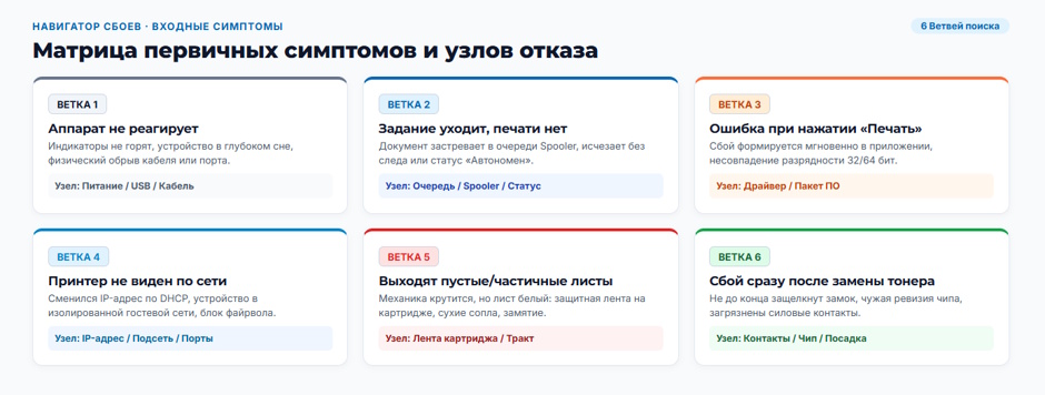 Принтер не печатает с компьютера: дерево диагностики для системного администратора