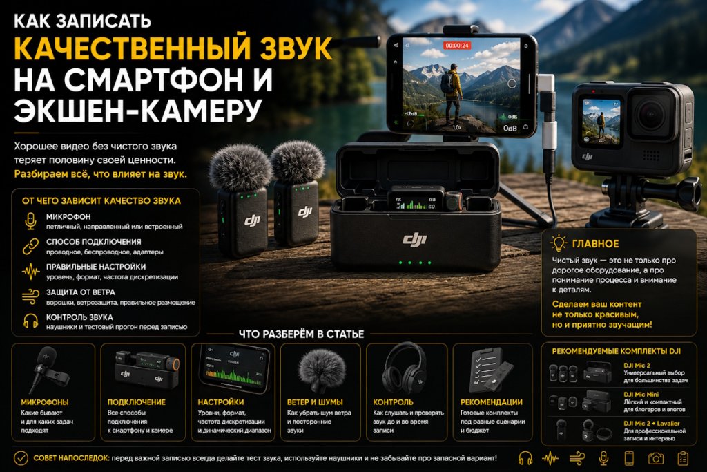 Как записать качественный звук на смартфон и экшен-камеру: выбираем беспроводной микрофон
