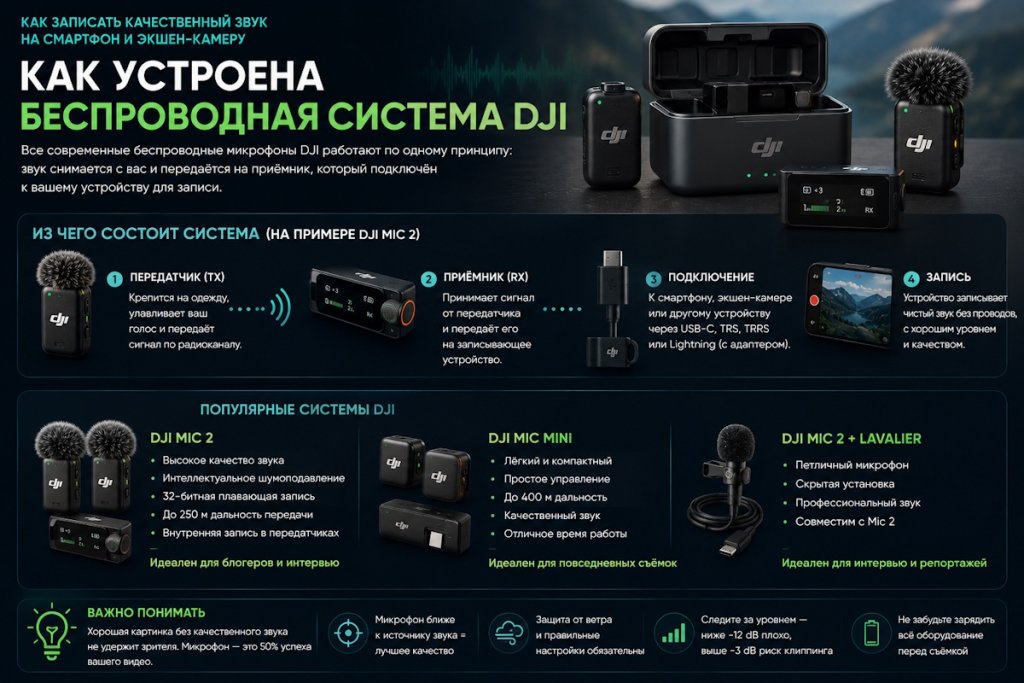 Как записать качественный звук на смартфон и экшен-камеру: выбираем беспроводной микрофон