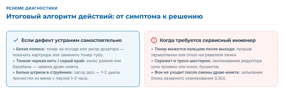 Принтер полосит: картридж, барабан или грязь — диагноз и что менять